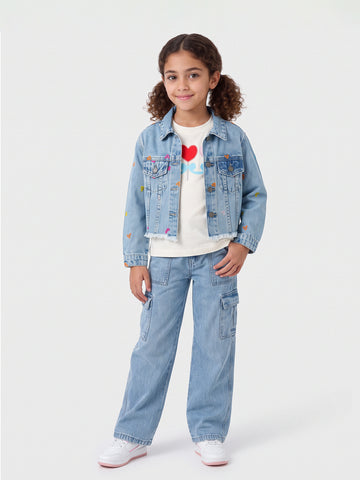 Jacket Sets embroidered top